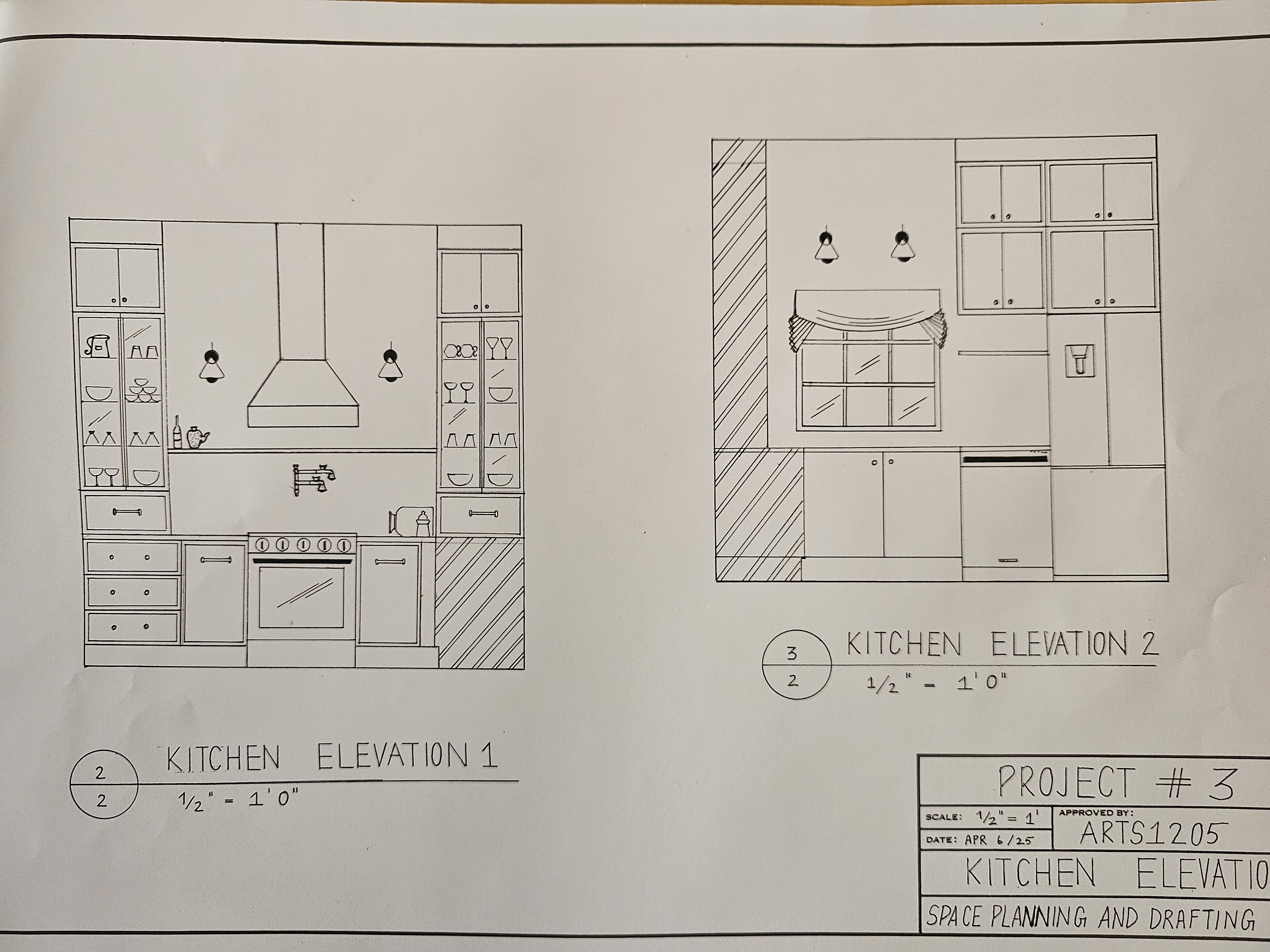 Kitchen Elevation 1 & 2 â€” hand-drafted