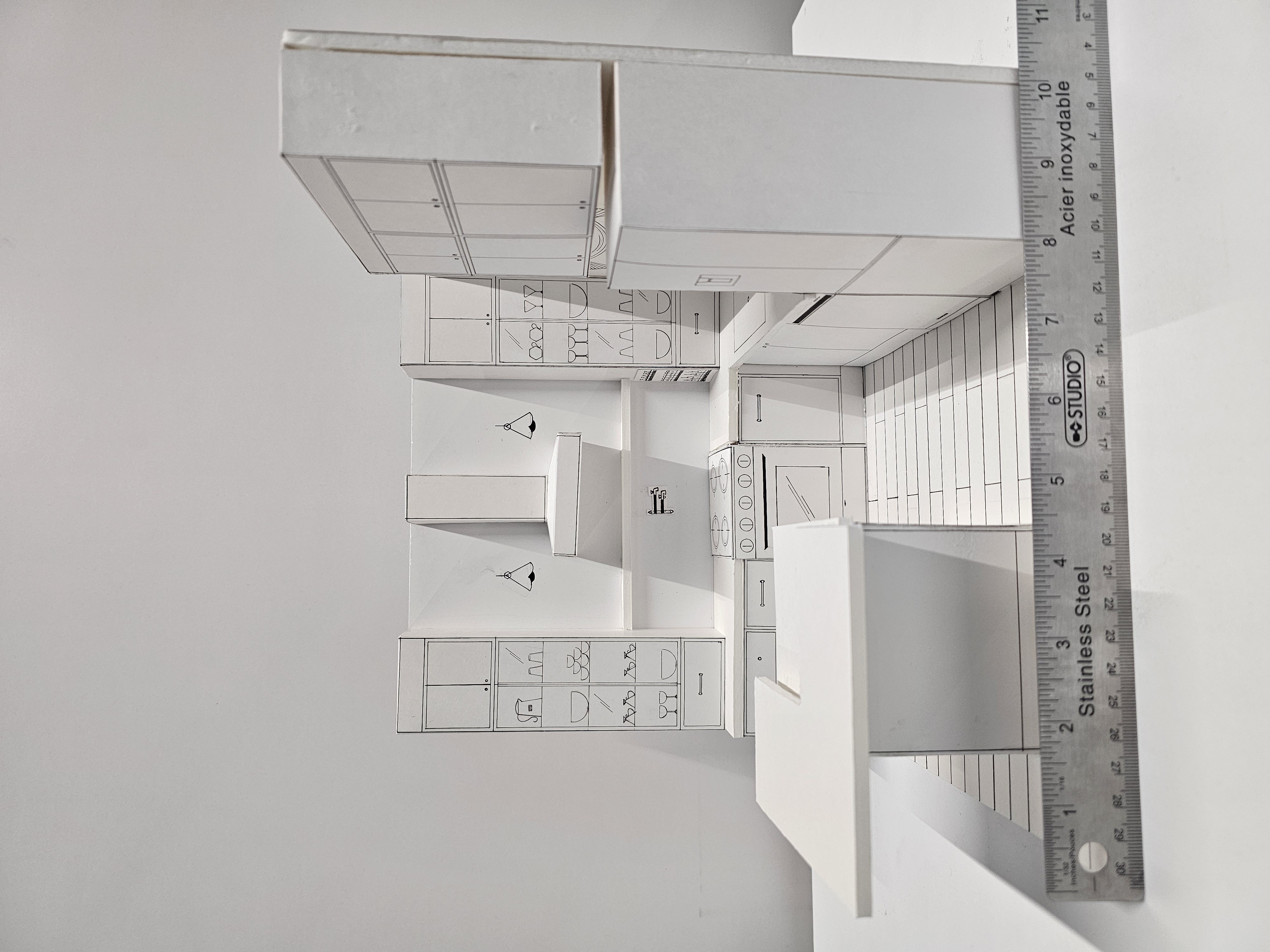 Kitchen paper scale model â€” top view
