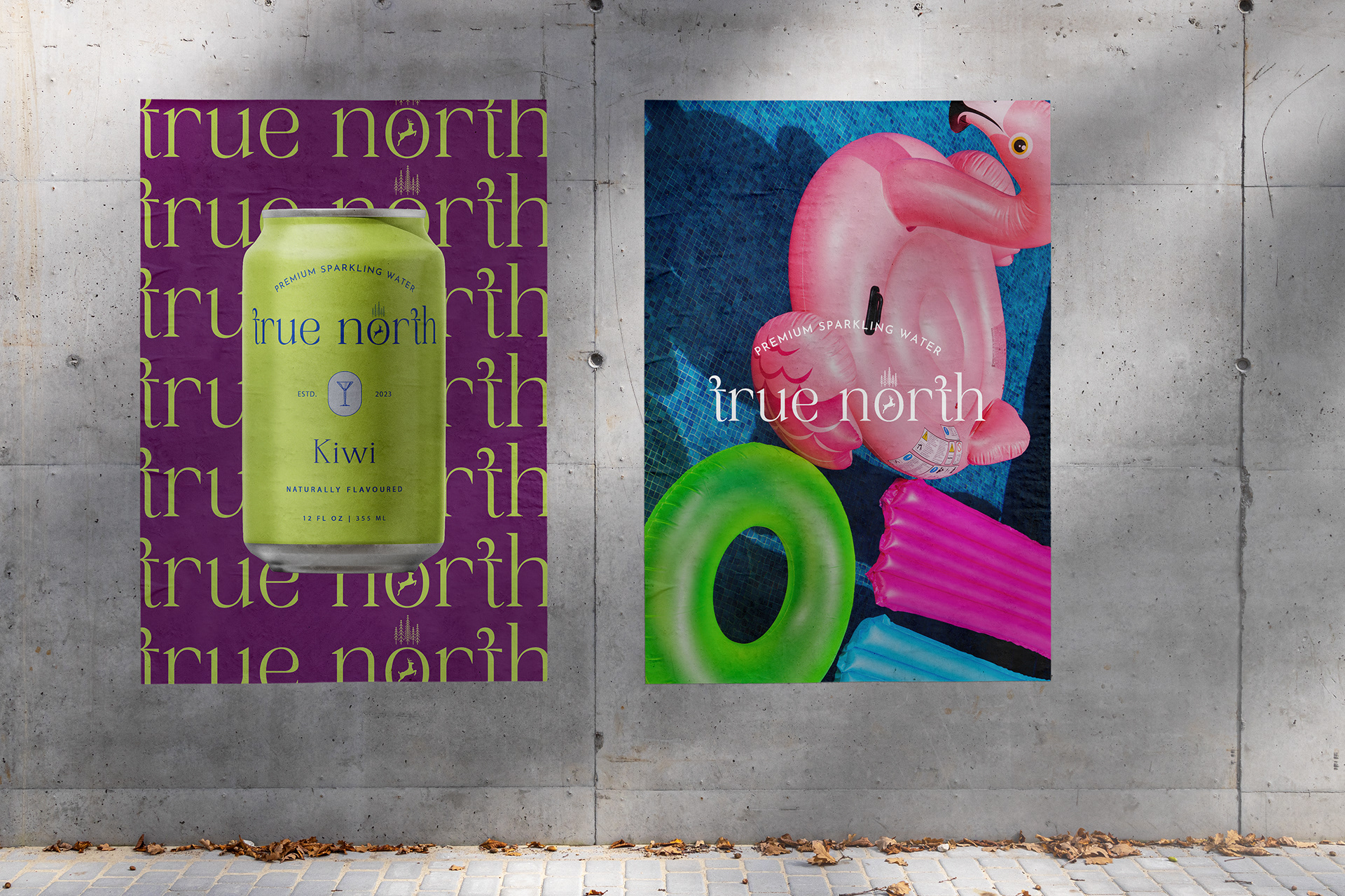 True North â€” poster mockups on concrete wall