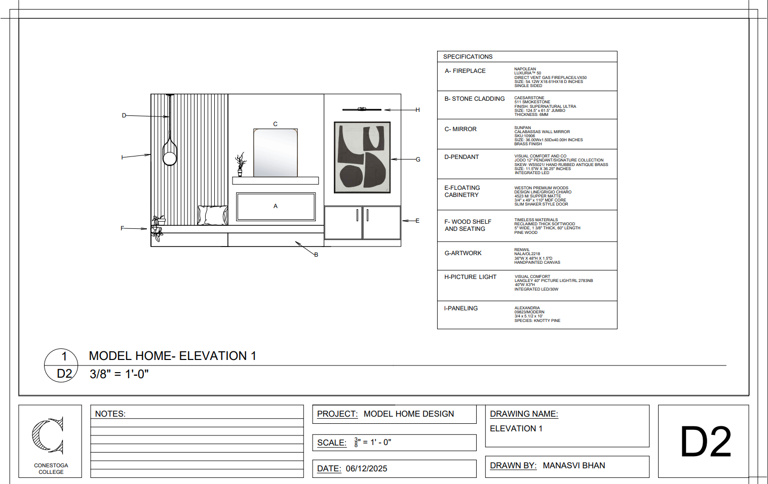 AutoCAD â€” Model Home Elevation 1 (D2)
