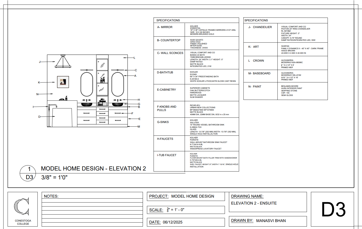 AutoCAD â€” Model Home Elevation 2 (D3, ensuite)