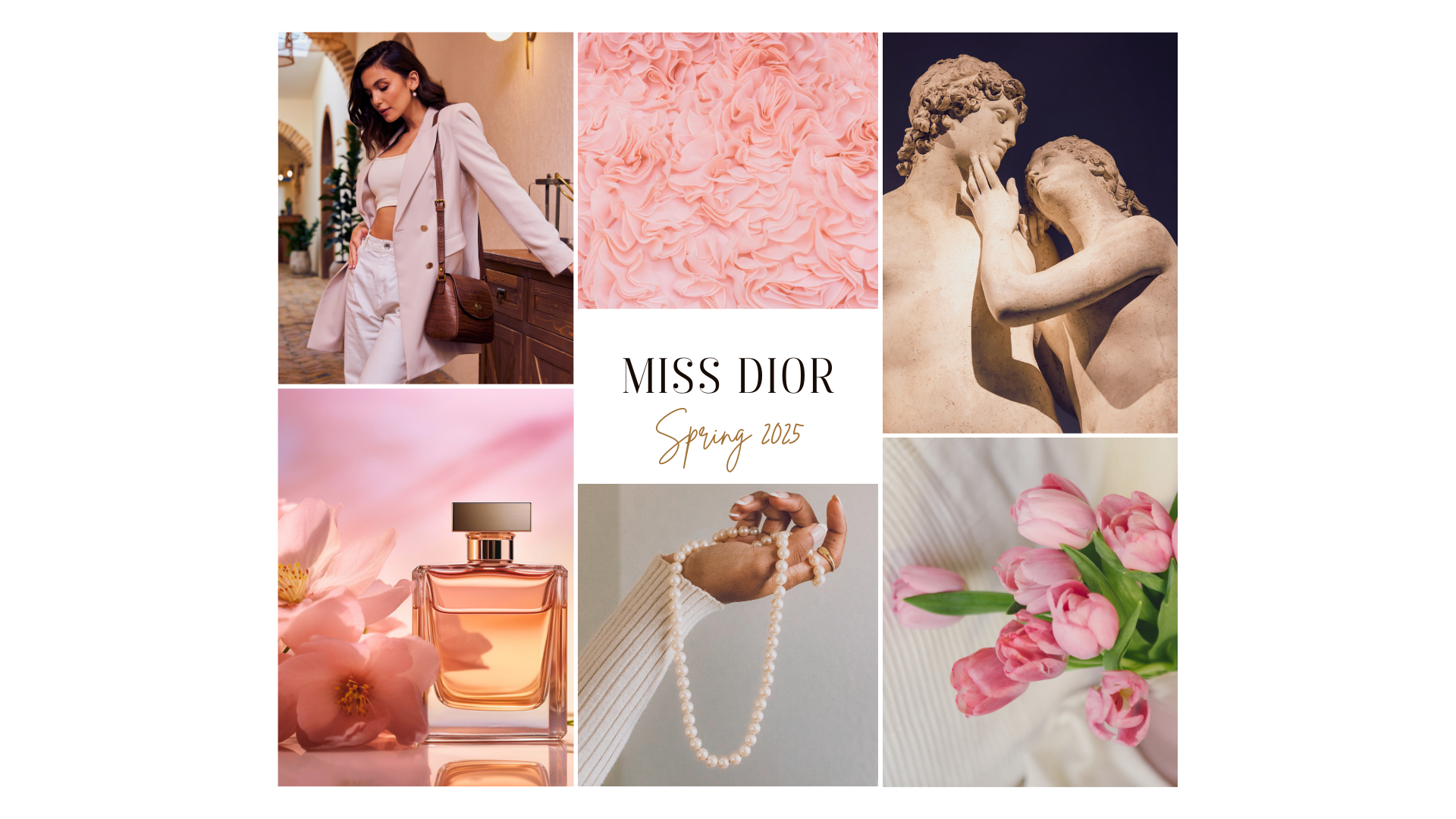 Miss Dior Spring 2025 â€” flatlay moodboard