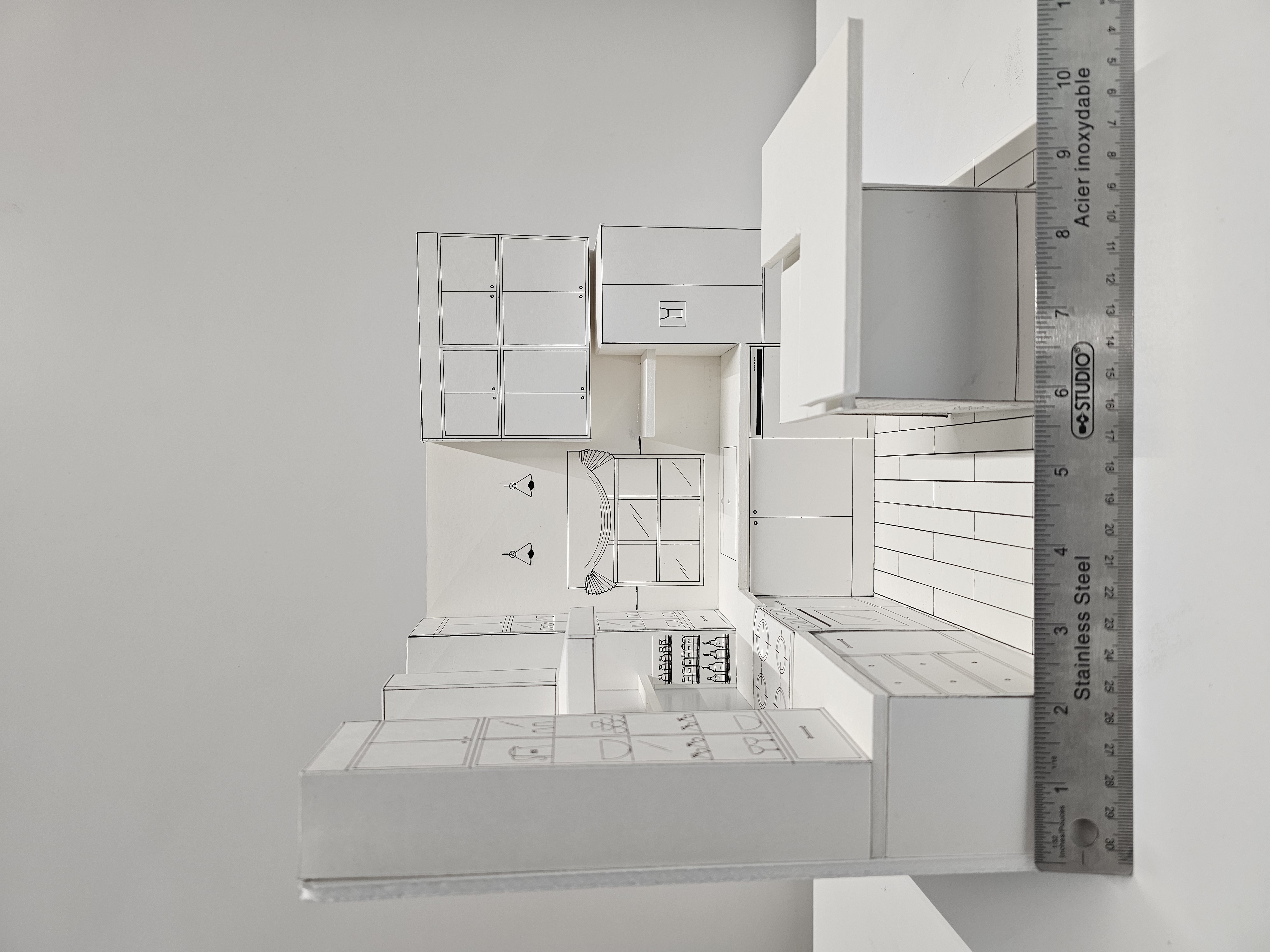 Kitchen paper scale model â€” top-down